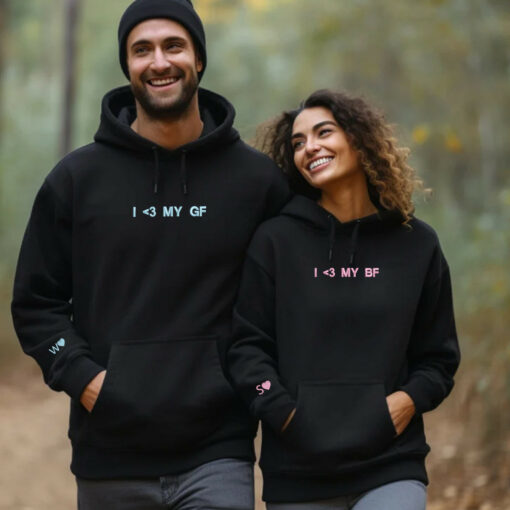 Embroidered I Love My Gf Bf Matching Hoodies for Couples, Personalized Couple Sweatshirt, Couple Embroidered Sweatshirt, Valentine's Day Gifts Idea For Him Her Nicesnkpro - Image 5