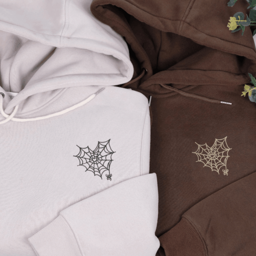 Embroidered Spider Web Heart Matching Hoodies for Couples, Personalized Couple Sweatshirt, Couple Embroidered Sweatshirt, Valentine's Day Gifts Idea For Him Her Nicesnkpro - Image 2