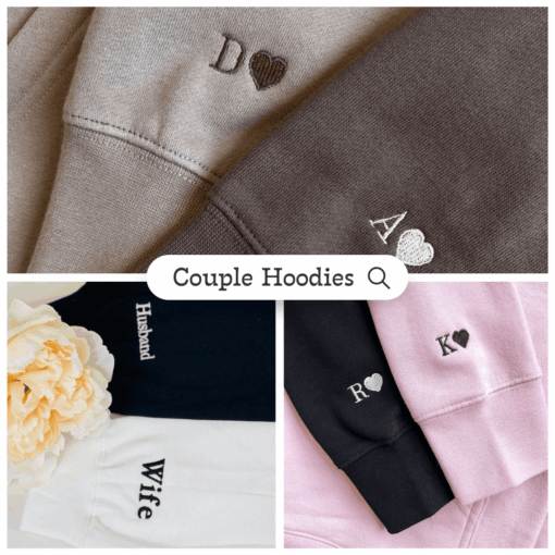 His King x Her King Custom Embroidered Matching Hoodies For Couples, Personalized Couple Sweatshirt, Couple Embroidered Sweatshirt, Valentine's Day Gifts Idea For Him Her-Nicesnkpro - Image 5