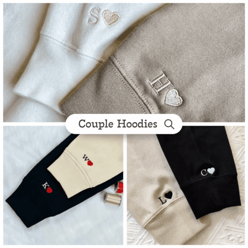 Mr Right x Mrs Always Right Pocket Custom Embroidered Matching Hoodies For Couples, Personalized Couple Sweatshirt, Couple Embroidered Sweatshirt, Valentine's Day Gifts Idea For Him Her-Nicesnkpro - Image 4